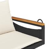 Swing Bench with Cushions Black 109x62x40 cm Poly Rattan - Close-Up Angle