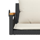 Swing Bench with Cushions Black 109x62x40 cm Poly Rattan - Low Angle