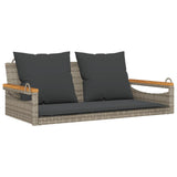 Swing Bench with Cushions Grey 109x62x40 cm Poly Rattan - Front View