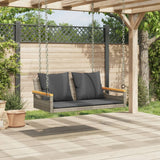 Swing Bench with Cushions Grey 109x62x40 cm Poly Rattan - Side View