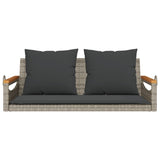 Swing Bench with Cushions Grey 109x62x40 cm Poly Rattan - Top-Down View