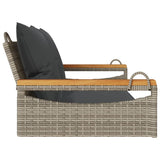Swing Bench with Cushions Grey 109x62x40 cm Poly Rattan - 45-Degree Angle