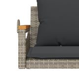 Swing Bench with Cushions Grey 109x62x40 cm Poly Rattan - Low Angle