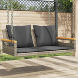 Swing Bench with Cushions Grey 109x62x40 cm Poly Rattan