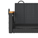 Swing Bench Black 109x62x40 cm Poly Rattan - Low Angle