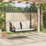 Swing Bench with Cushions Black 109x62x40 cm Poly Rattan - Side View