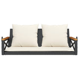 Swing Bench with Cushions Black 109x62x40 cm Poly Rattan - Top-Down View