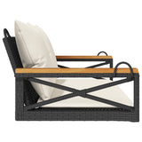 Swing Bench with Cushions Black 109x62x40 cm Poly Rattan - 45-Degree Angle