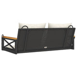 Swing Bench with Cushions Black 109x62x40 cm Poly Rattan - Rear View