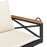 Swing Bench with Cushions Black 109x62x40 cm Poly Rattan - Close-Up Angle