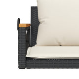 Swing Bench with Cushions Black 109x62x40 cm Poly Rattan - Low Angle