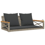Swing Bench with Cushions Grey 109x62x40 cm Poly Rattan - Front View