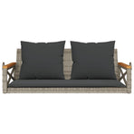 Swing Bench with Cushions Grey 109x62x40 cm Poly Rattan