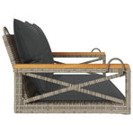 Swing Bench with Cushions Grey 109x62x40 cm Poly Rattan
