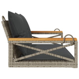 Swing Bench with Cushions Grey 109x62x40 cm Poly Rattan - 45-Degree Angle