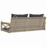 Swing Bench with Cushions Grey 109x62x40 cm Poly Rattan - Rear View