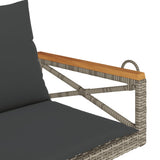 Swing Bench with Cushions Grey 109x62x40 cm Poly Rattan - Close-Up Angle