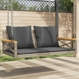 Swing Bench with Cushions Grey 109x62x40 cm Poly Rattan
