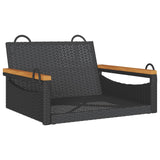 Swing Bench Black 63x62x40 cm Poly Rattan - Front View