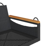Swing Bench Black 63x62x40 cm Poly Rattan - Close-Up Angle