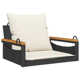 Swing Bench with Cushions Black 63x62x40 cm Poly Rattan - Front View