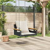 Swing Bench with Cushions Black 63x62x40 cm Poly Rattan - Side View