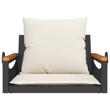 Swing Bench with Cushions Black 63x62x40 cm Poly Rattan - Top-Down View