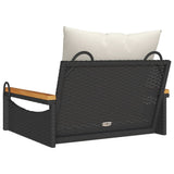 Swing Bench with Cushions Black 63x62x40 cm Poly Rattan - Rear View