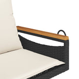 Swing Bench with Cushions Black 63x62x40 cm Poly Rattan - Close-Up Angle