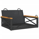 Swing Bench Black 63x62x40 cm Poly Rattan - Front View