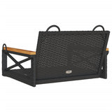 Swing Bench Black 63x62x40 cm Poly Rattan - Rear View