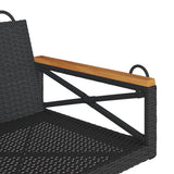 Swing Bench Black 63x62x40 cm Poly Rattan - Close-Up Angle