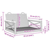 Swing Bench Black 63x62x40 cm Poly Rattan - Extra Image
