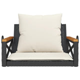 Swing Bench with Cushions Black 63x62x40 cm Poly Rattan