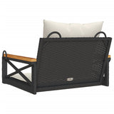 Swing Bench with Cushions Black 63x62x40 cm Poly Rattan - Rear View