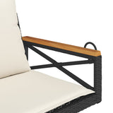 Swing Bench with Cushions Black 63x62x40 cm Poly Rattan - Close-Up Angle