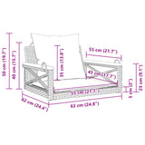 Swing Bench with Cushions Black 63x62x40 cm Poly Rattan - Extra Image