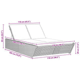 Double Sun Lounger with Cushions Black Poly Rattan - Extra Image