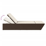 Double Sun Lounger with Cushions Brown Poly Rattan - Close-Up Angle