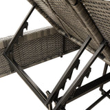 Double Sun Lounger with Cushions Grey Poly Rattan - Low Angle