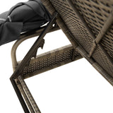 Sun Lounger with Canopy Grey Poly Rattan - Low Angle
