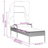 Sun Lounger with Canopy Grey Poly Rattan - Extra Image