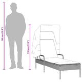 Sun Lounger with Canopy Grey Poly Rattan - Extra Image