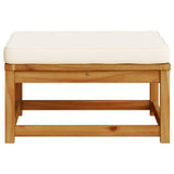 Garden Footstool with Cushions Solid Wood Acacia