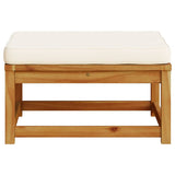 Garden Footstool with Cushions Solid Wood Acacia - 45-Degree Angle