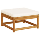 Garden Footstool with Cushions Solid Wood Acacia - Rear View