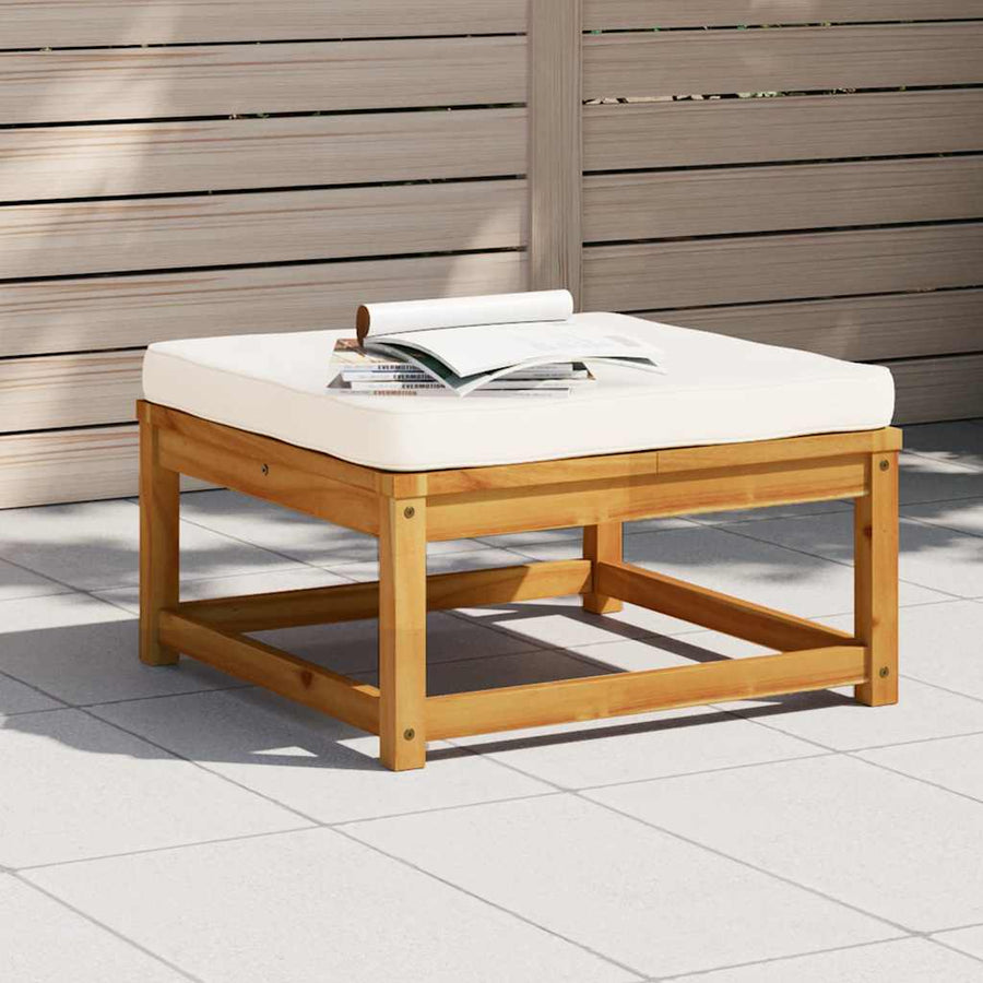 Garden Footstool with Cushions Solid Wood Acacia