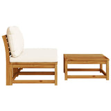 3 Piece Garden Lounge Set with Cushions Solid Wood Acacia - 45-Degree Angle
