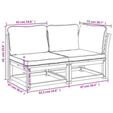 2 Piece Garden Lounge Set with Cushions Solid Wood Acacia