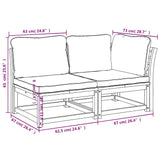 2 Piece Garden Lounge Set with Cushions Solid Wood Acacia - Low Angle